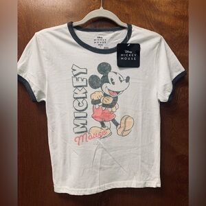 Disney Mickey Mouse baby tee white black trim size large NWT